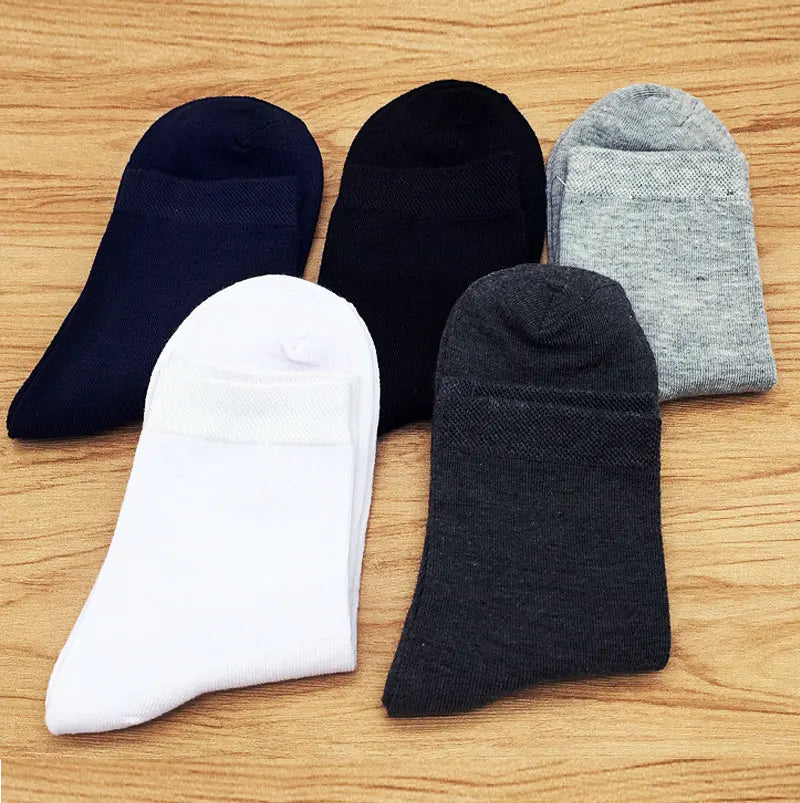 5 Pairs/lot Cotton Men's Dress Sock Solid Color