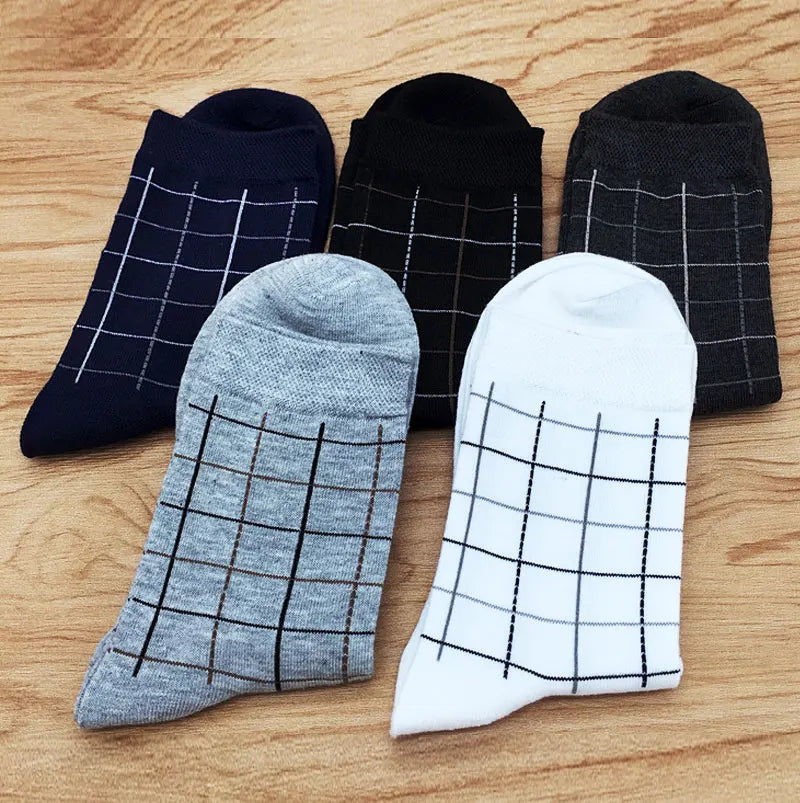 5 Pairs/lot Cotton Men's Dress Sock Solid Color