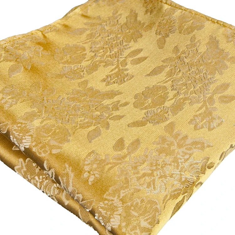 Solid Floral Paisley Yellow Gold Men's Ties Neckties 100% Silk Jacquard Woven Tie Sets Pocket Square Party Wedding