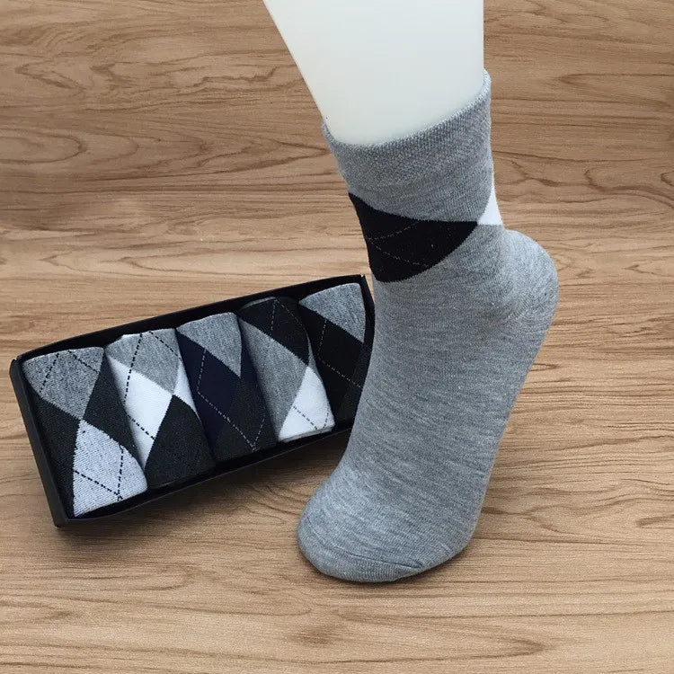 5 Pairs/lot Cotton Men's Dress Sock Solid Color