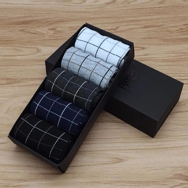 5 Pairs/lot Cotton Men's Dress Sock Solid Color