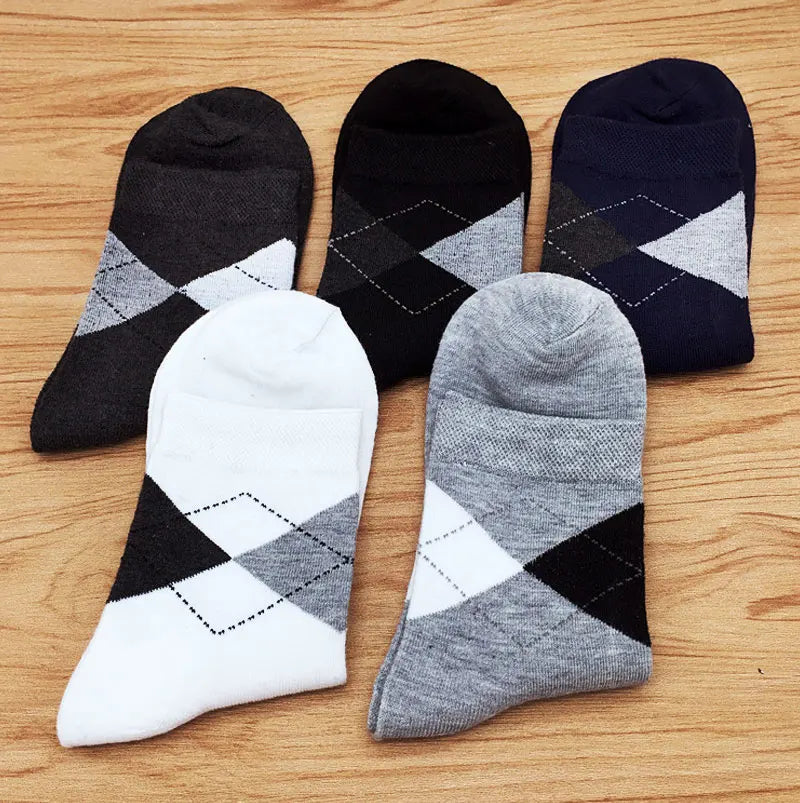 5 Pairs/lot Cotton Men's Dress Sock Solid Color