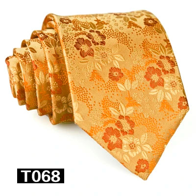 Solid Floral Paisley Yellow Gold Men's Ties Neckties 100% Silk Jacquard Woven Tie Sets Pocket Square Party Wedding