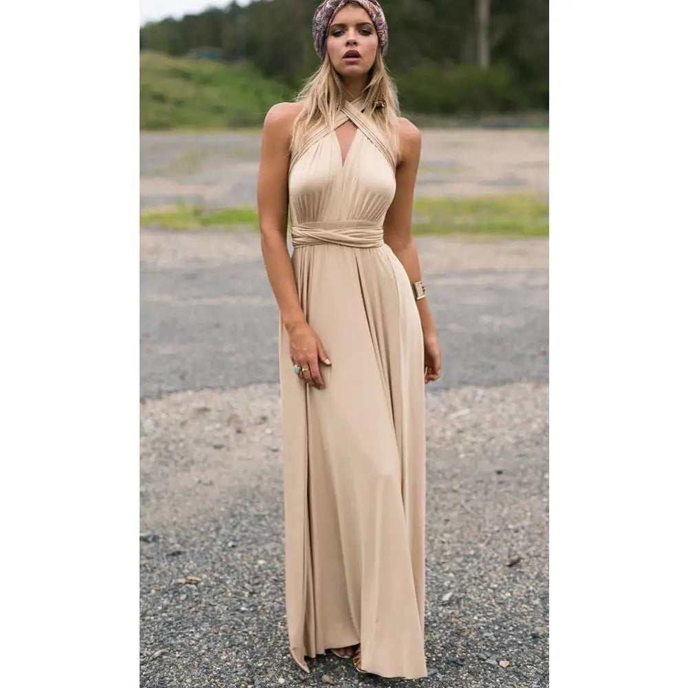 Women Sexy Multiway Wrap Convertible Boho Maxi Bandage Long Dress Party Bridesmaid Infinity Robe