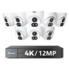 8CH POE Dome IP Camera Kit Dual Light Full Color Night Vision 12MP 4K CCTV Security System Wide Angle Function Network NVR Cloud