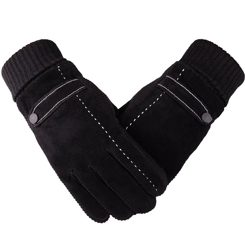 Men's Winter Motorcycle Gloves Pigskin Leather Thermal Riding Gloves Touchscreen Cold with Windproof Insulation