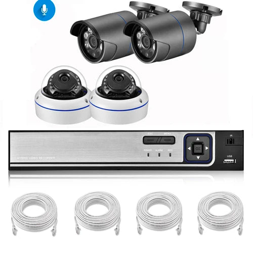 AZISHN 4K 8MP Video Surveillance Set 8CH POE NVR kit AI Human Detection IP Camera Indoor Outdoor Audio Recorder Security System