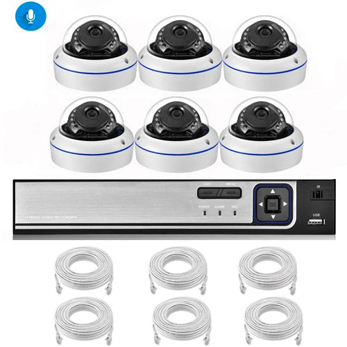 AZISHN 4K 8MP Video Surveillance Set 8CH POE NVR kit AI Human Detection IP Camera Indoor Outdoor Audio Recorder Security System