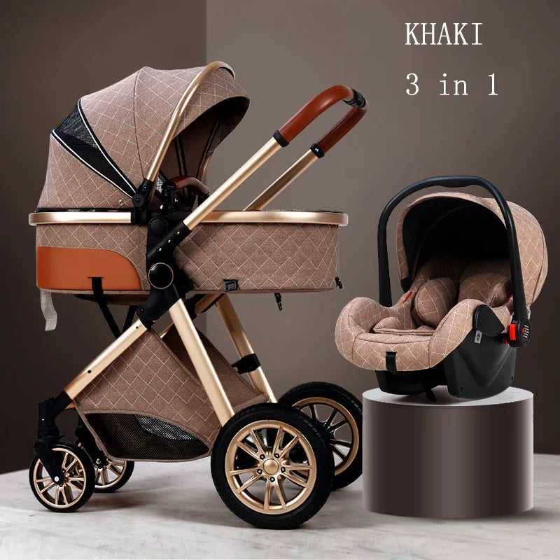 Luxury Baby Stroller 3 in 1 High Landscape Portable Infant Carrier w Car Seat