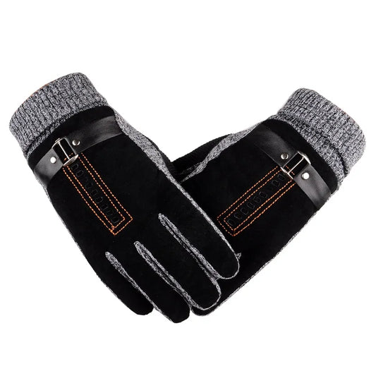 Men's Winter Motorcycle Gloves Pigskin Leather Thermal Riding Gloves Touchscreen Cold with Windproof Insulation