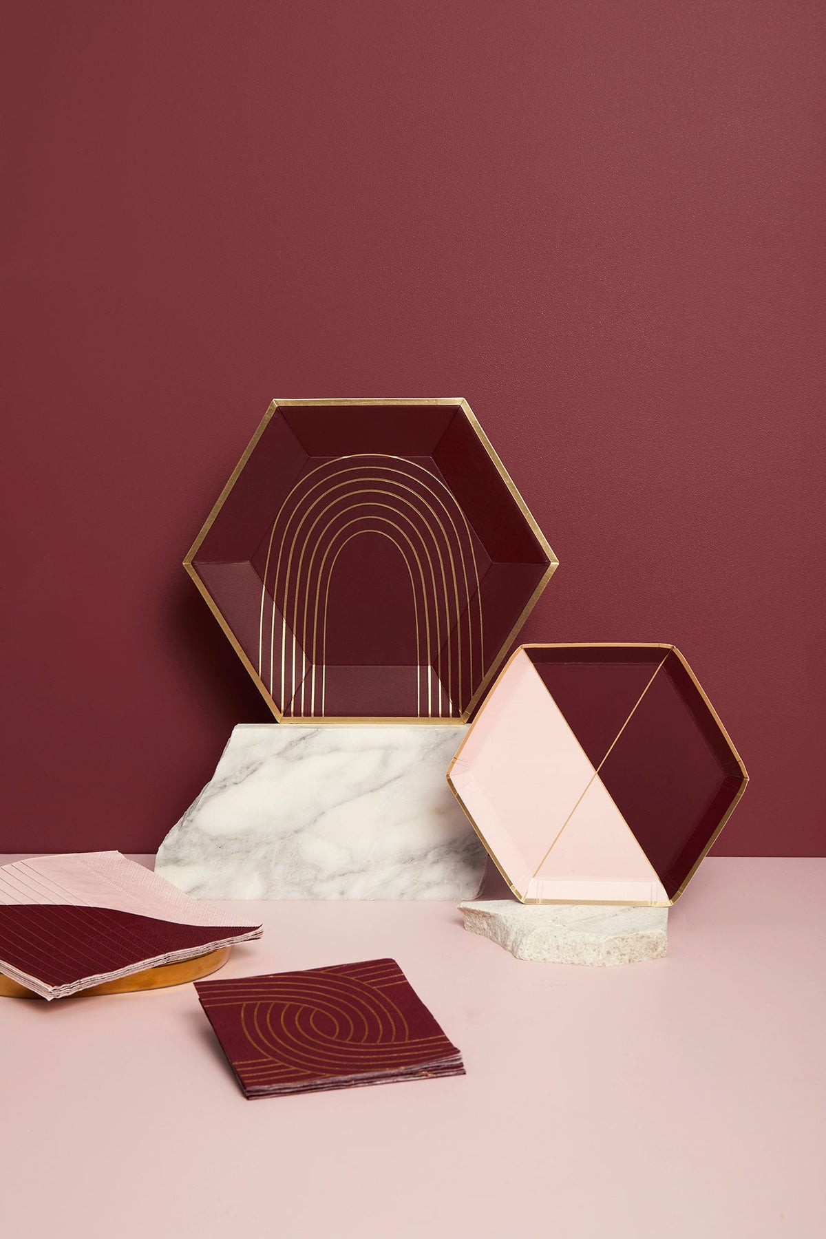 Bordeaux - Maroon Arch Large Paper Plates
