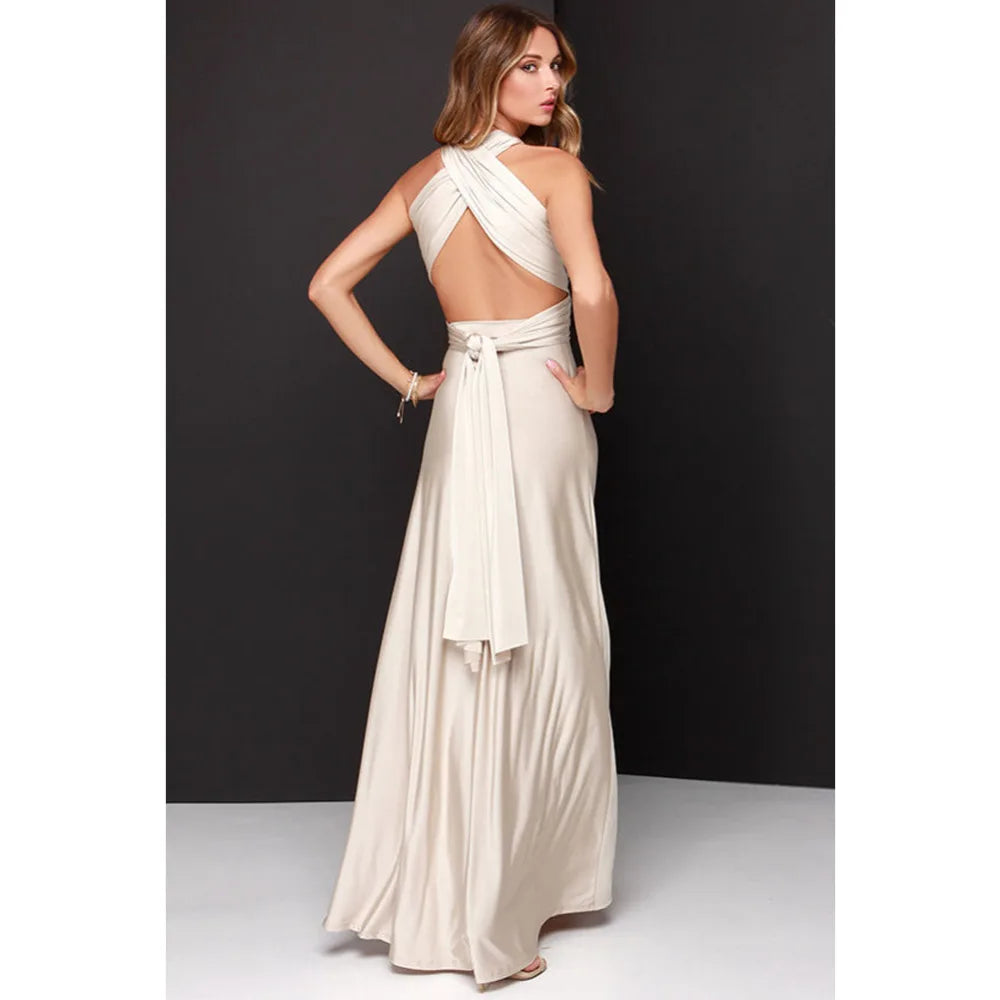 Women Sexy Multiway Wrap Convertible Boho Maxi Bandage Long Dress Party Bridesmaid Infinity Robe