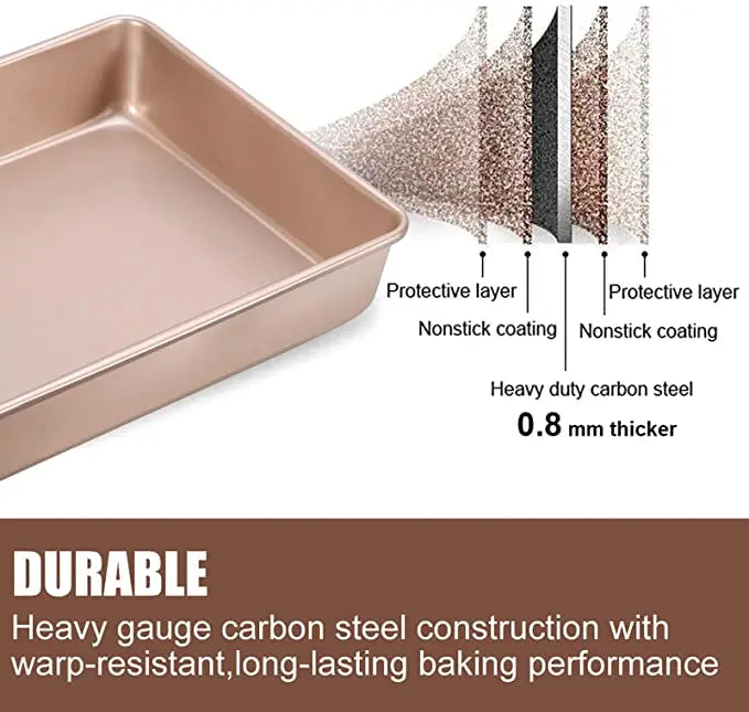 Deep Baking Pan Rectangular Non Stick Carbon Steel Bakeware Biscuit Bread Loaf kit