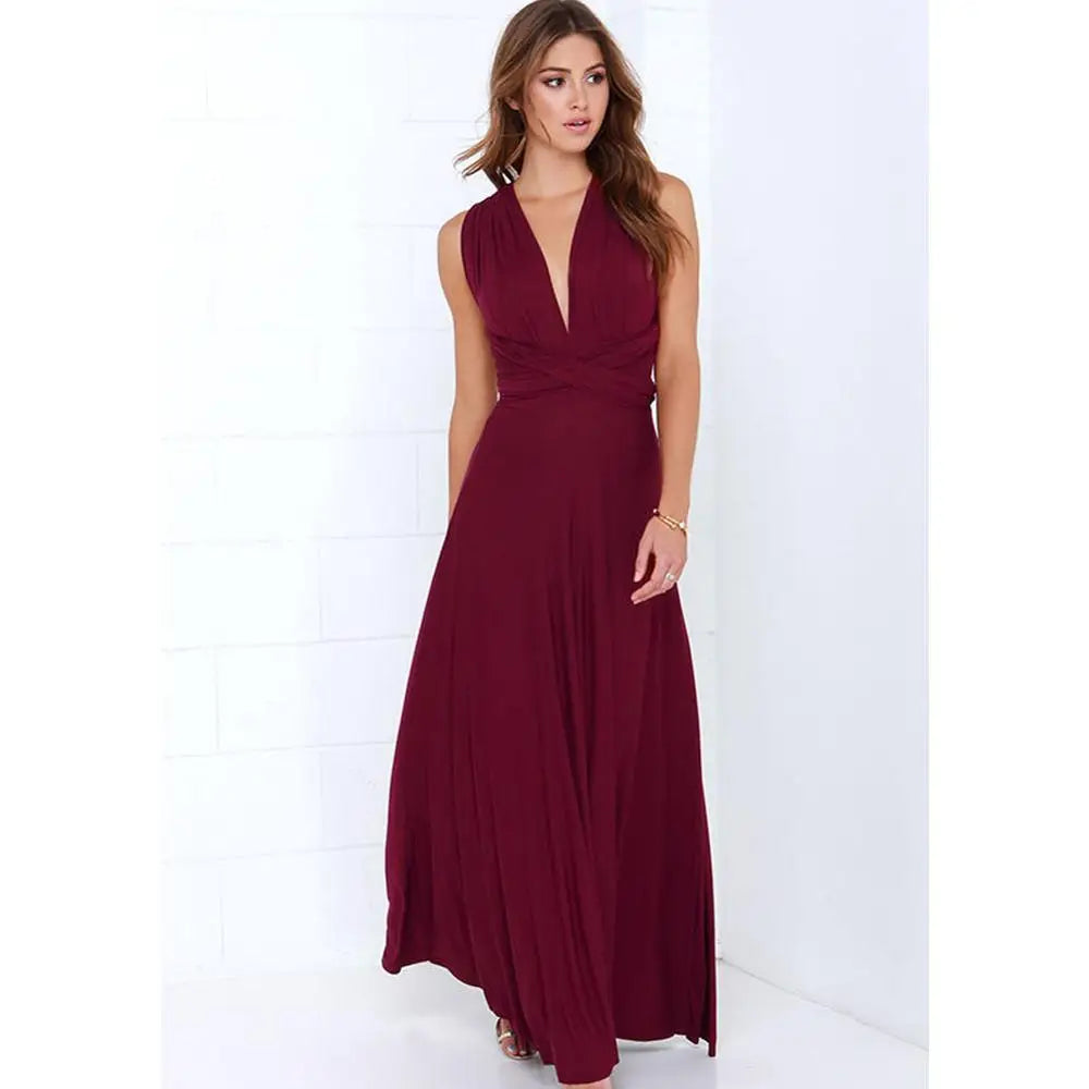 Women Sexy Multiway Wrap Convertible Boho Maxi Bandage Long Dress Party Bridesmaid Infinity Robe