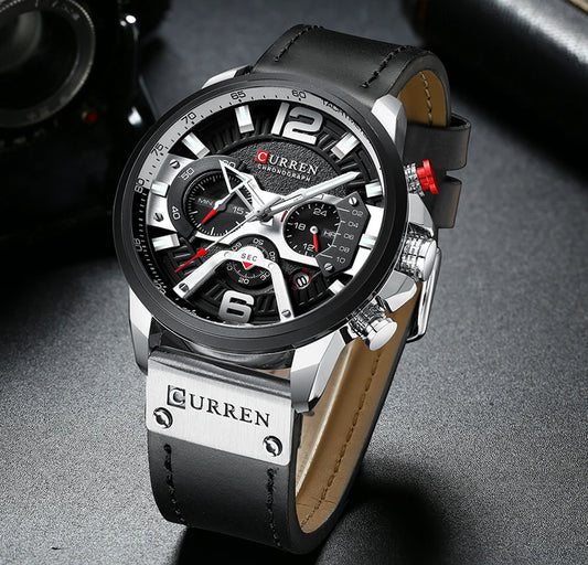 Men's Casual Luxury Military Sport Watch Leather Wrist