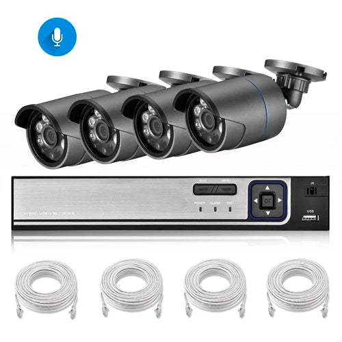 AZISHN 4K 8MP Video Surveillance Set 8CH POE NVR kit AI Human Detection IP Camera Indoor Outdoor Audio Recorder Security System