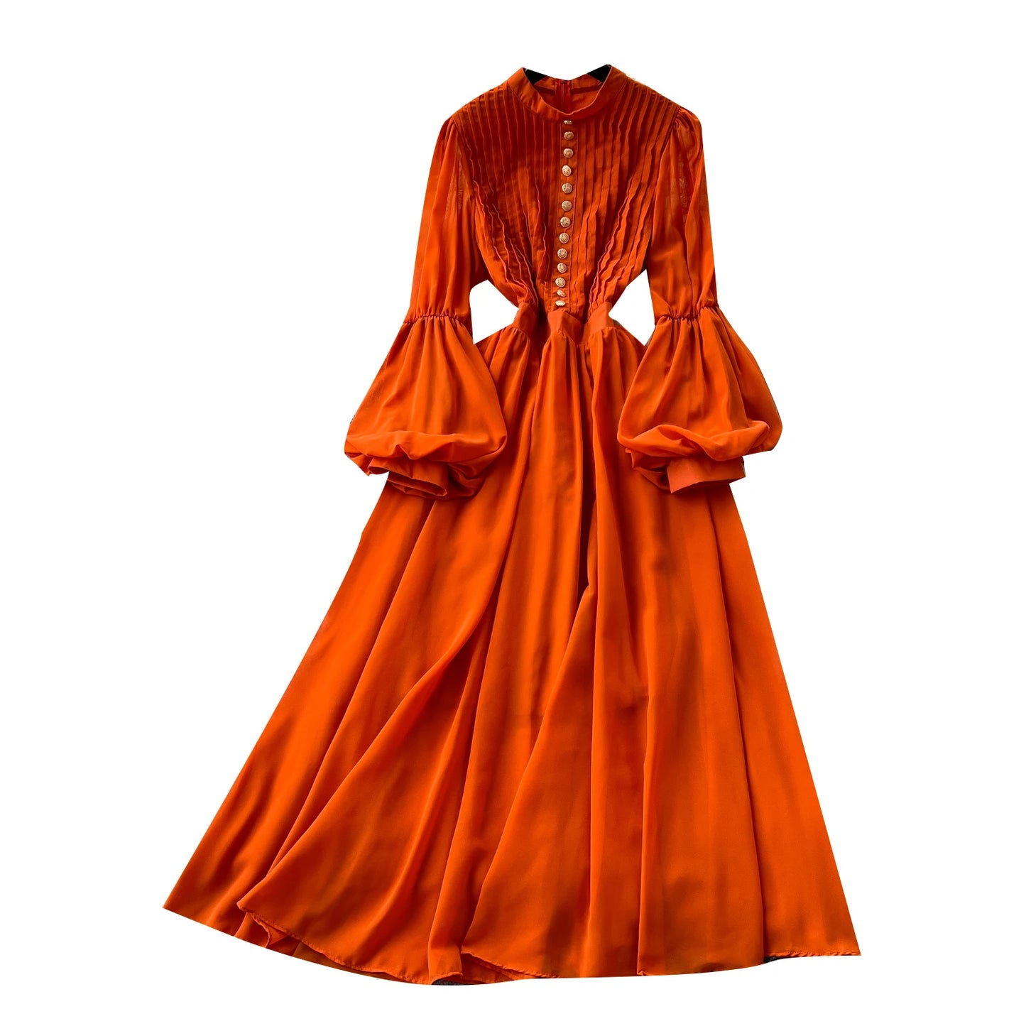 Spring Vintage Tunic Slim Casual Midi Dress For Women Lantern Sleeve Empire Lace Dress