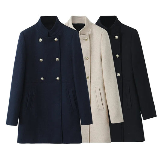 Women's Autumn Elegant Button-decorated Double-breasted Coat Jacket