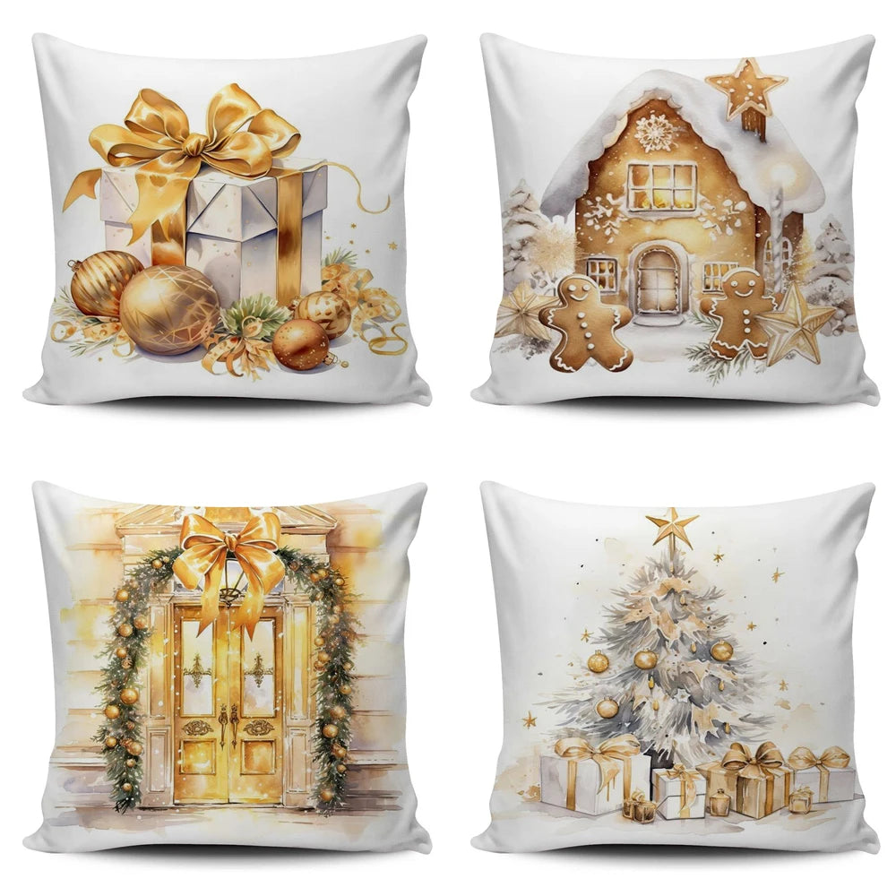 Super Soft Personalized Christmas Tree Cushion Cover Home Decorative Pillowcase with Sublimation Printing