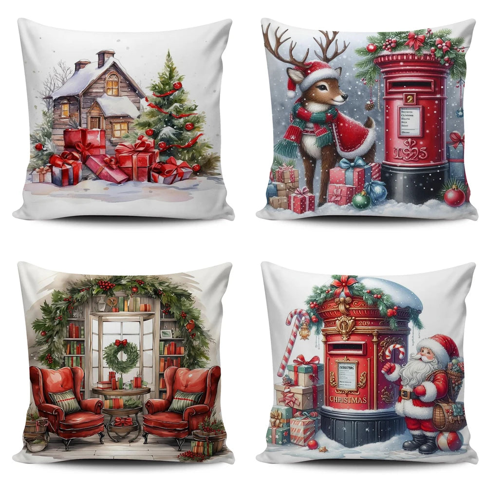 Super Soft Personalized Christmas Tree Cushion Cover Home Decorative Pillowcase with Sublimation Printing