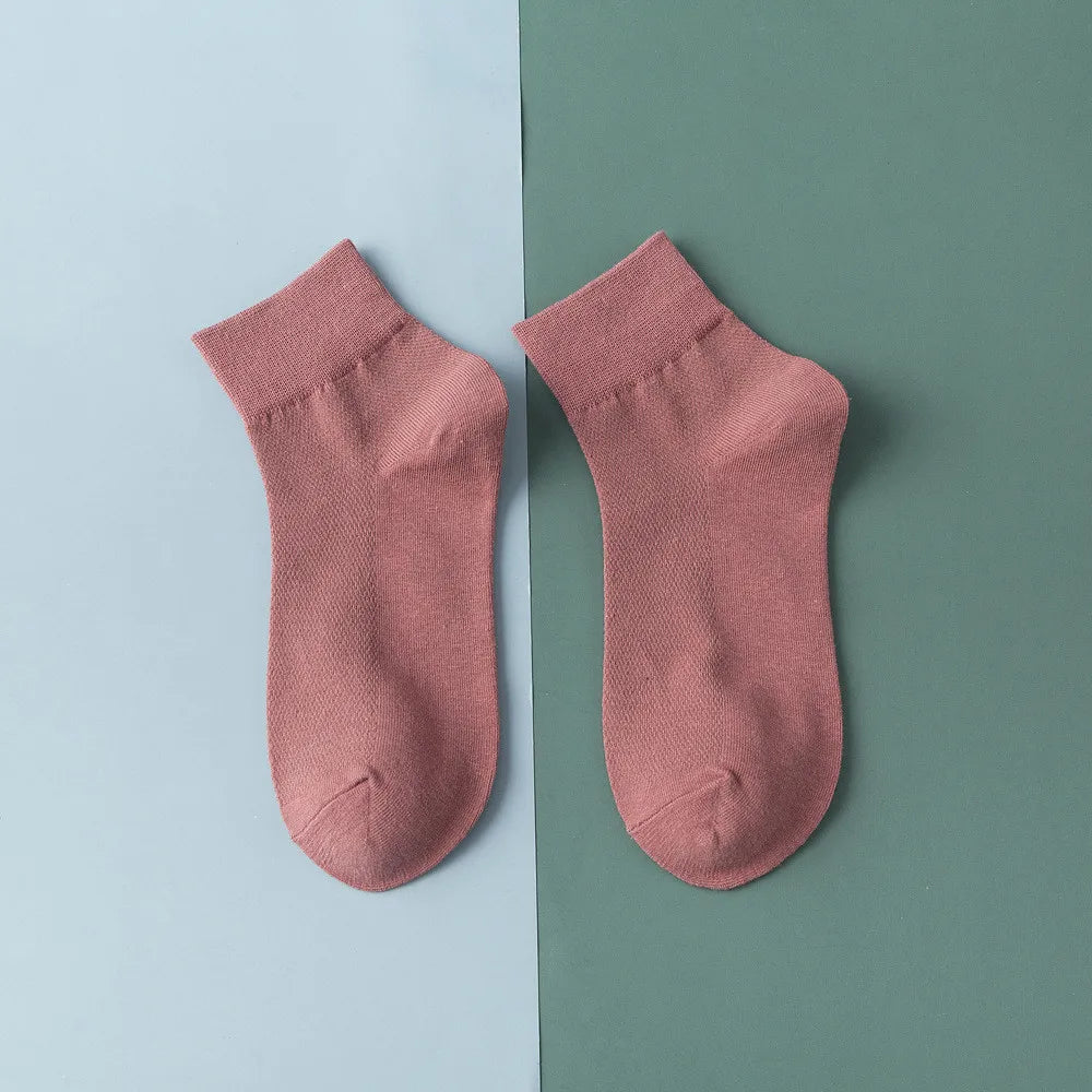 Cotton Breathable Solid Color Woman Summer Thin Socks