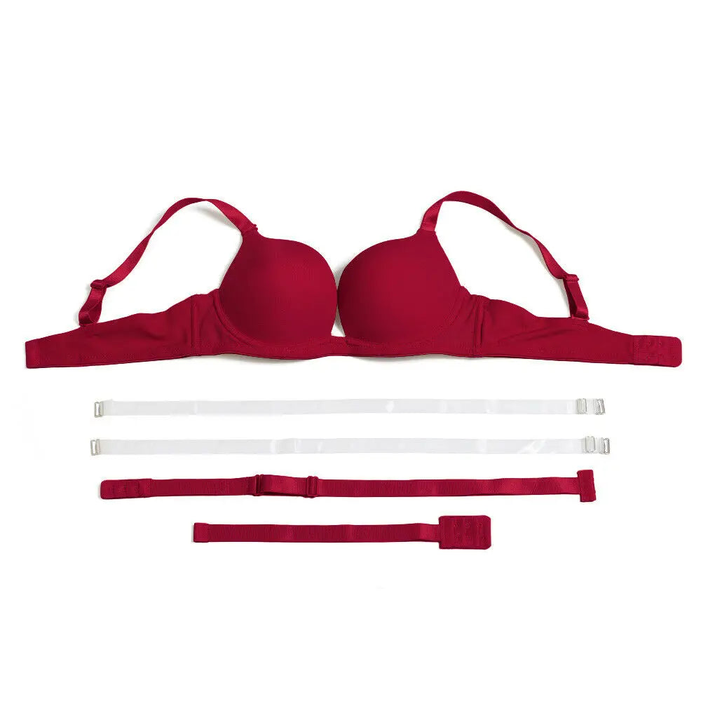 Women Bra Push Up Bras Deep Plunge V Neck Lingerie Clear Straps Multiway