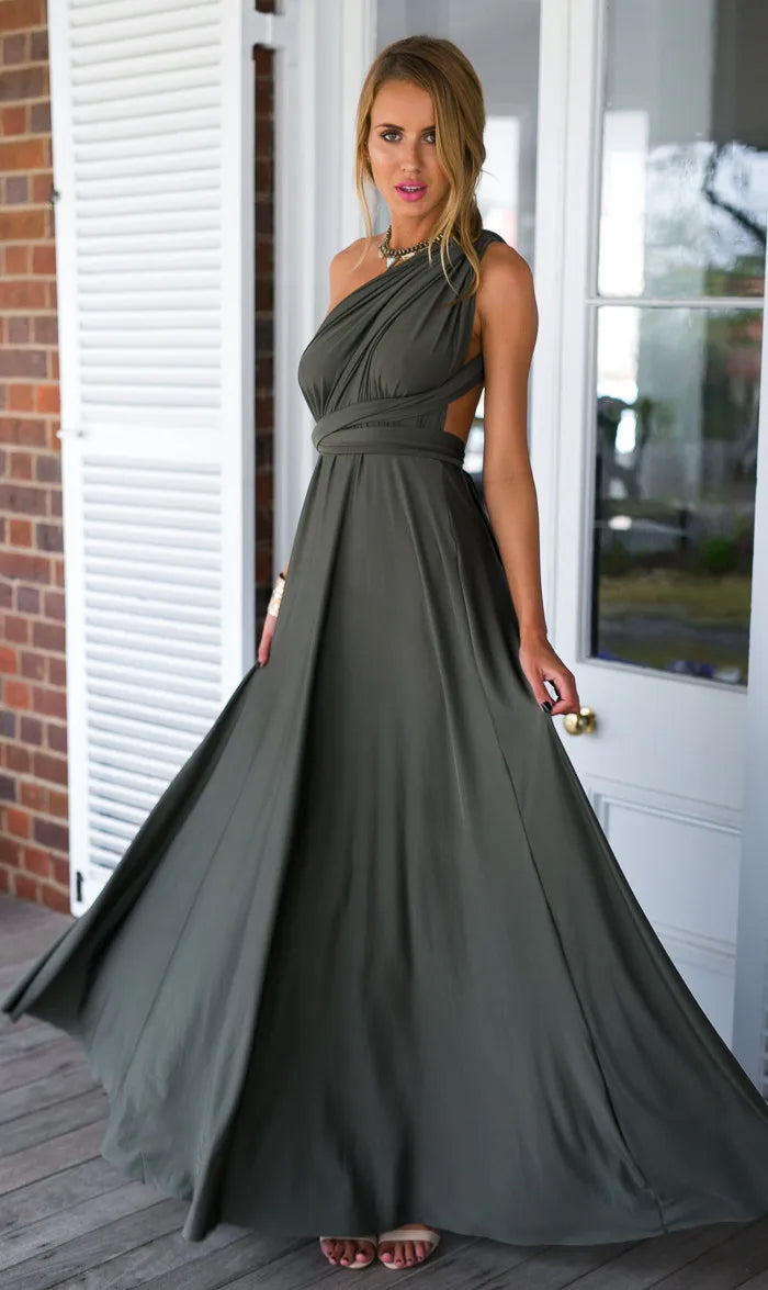 Women Sexy Multiway Wrap Convertible Boho Maxi Bandage Long Dress Party Bridesmaid Infinity Robe
