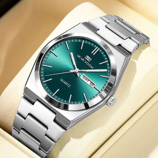 Luxury Quartz Men Wristwatch Waterproof Luminous Week Date Stainless Steel