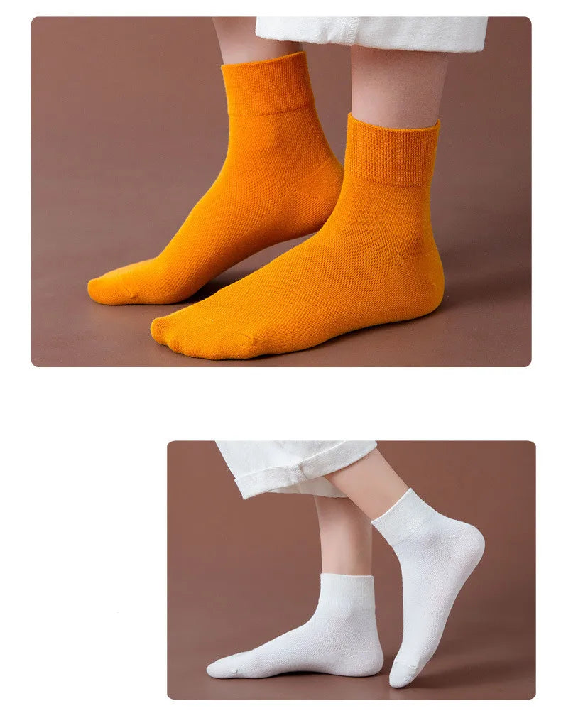 Cotton Breathable Solid Color Woman Summer Thin Socks