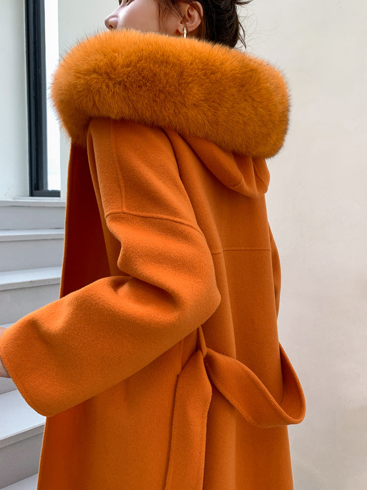 Cashmere Coat Fox fur Collar Women's