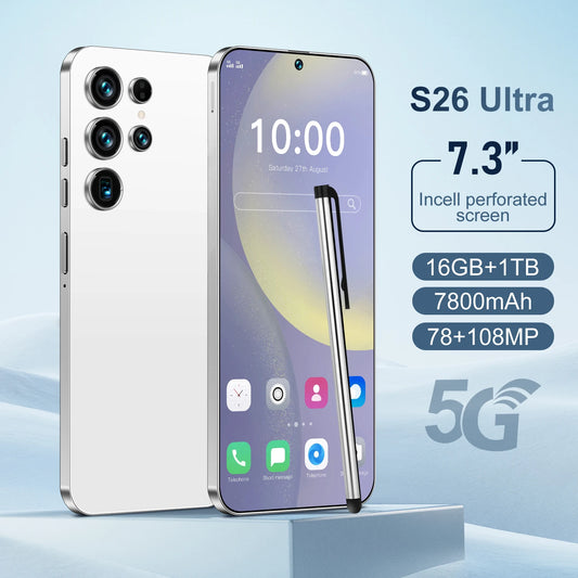 2025 New Original S26 Ultra Smartphones 16GB+1TB 5G Dual SIM Mobile Phone with HD Face Unlock Android 14 Deca Core CPU Spanish