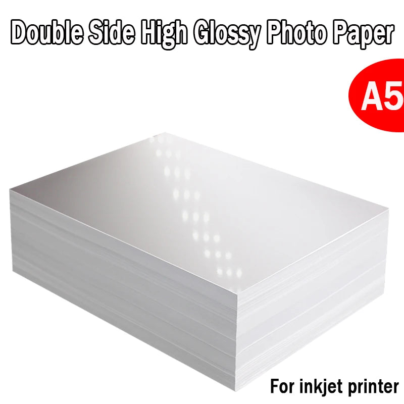 A5 Double Side Coated High Glossy Photo Paper For Inkjet Printer Menu Picture Business Card 120g 140g 160g 200g 240g 260g 300g
