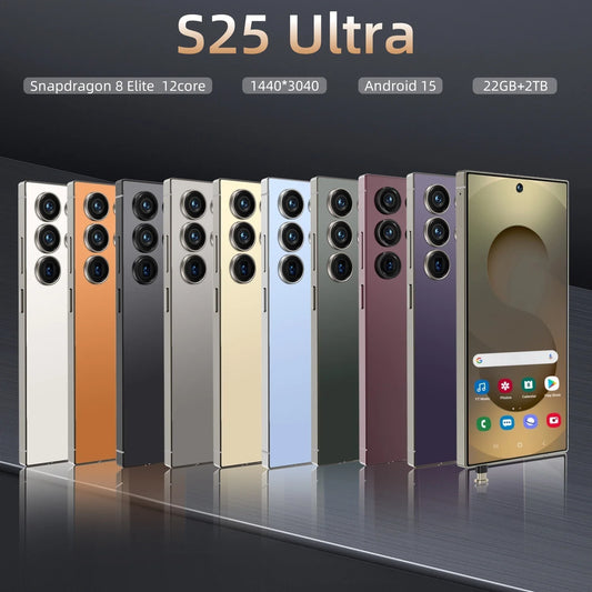2025 S25 Ultra 5G Smartphone Dual SIM Full HD 6.9 Inch Display Face Recognition 22GB+2TB Android 15 100W Quick Charge Multilingual