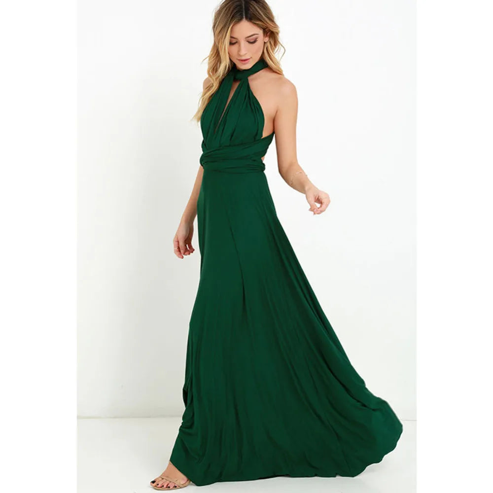 Women Sexy Multiway Wrap Convertible Boho Maxi Bandage Long Dress Party Bridesmaid Infinity Robe