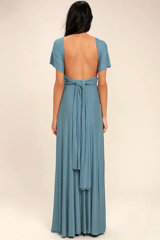 Women Sexy Multiway Wrap Convertible Boho Maxi Bandage Long Dress Party Bridesmaid Infinity Robe