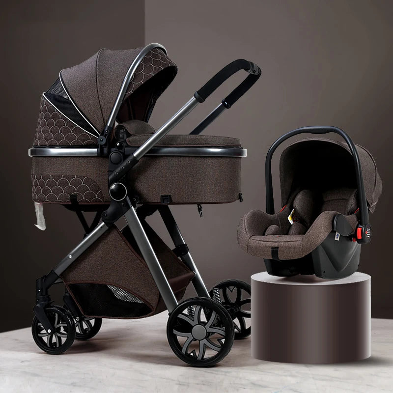 Luxury Baby Stroller 3 in 1 High Landscape Portable Infant Carrier w Car Seat