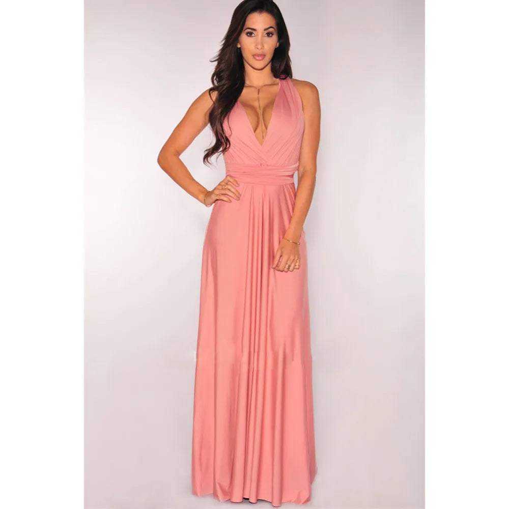 Women Sexy Multiway Wrap Convertible Boho Maxi Bandage Long Dress Party Bridesmaid Infinity Robe