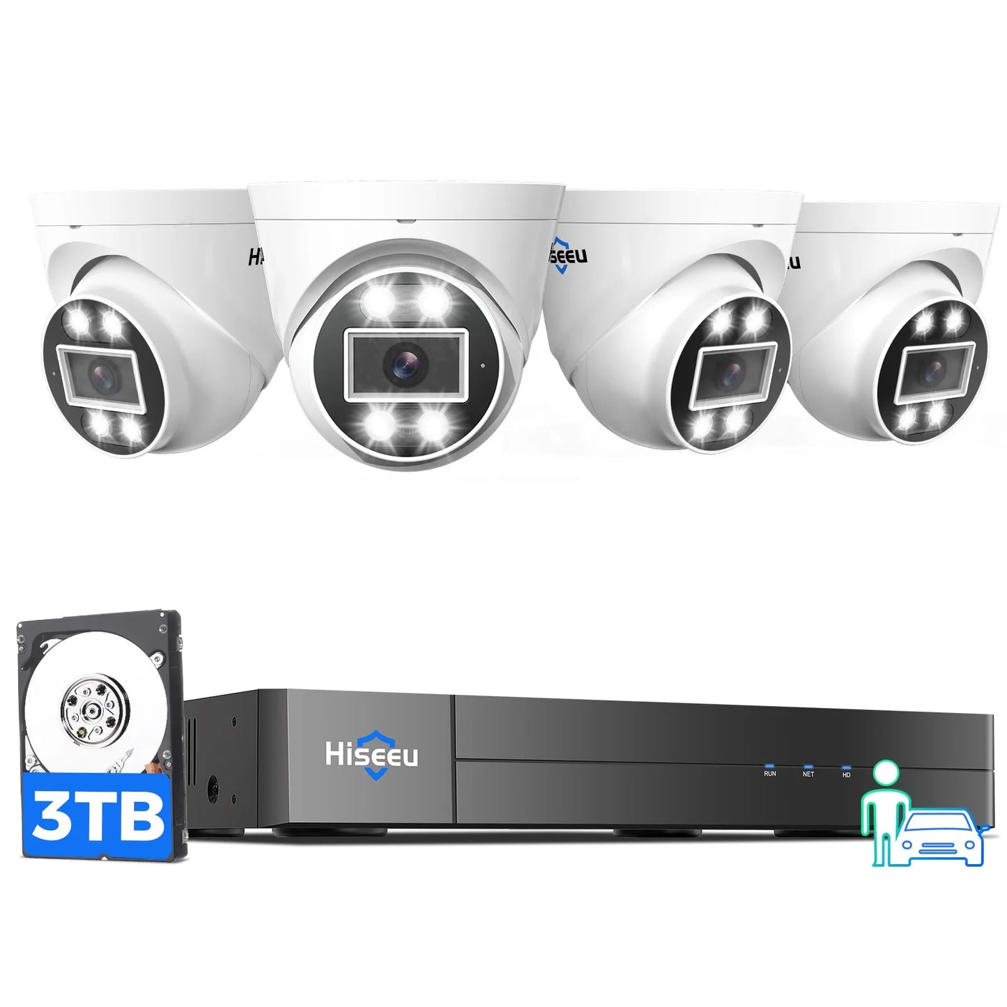 Hiseeu 4CH 5MP POE NVR Security Camera System Indoor CCTV Kit Two-Way Audio AI Smart Detection Dome IP Camera DVR Data Storage