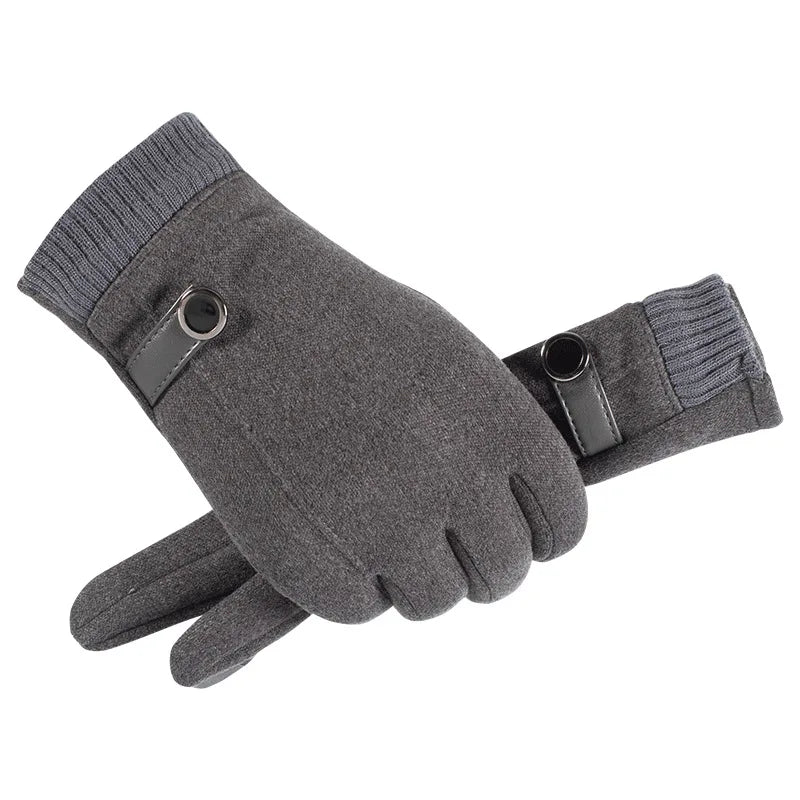 Men Winter Keep Warm Touch Screen Plus Velvet Thicken Fashion Cold Protection Outdoor Cycling Drive Mittens Gloves