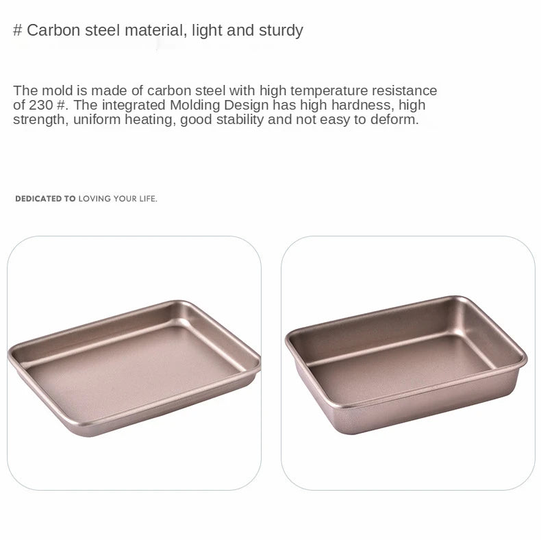 Deep Baking Pan Rectangular Non Stick Carbon Steel Bakeware Biscuit Bread Loaf kit
