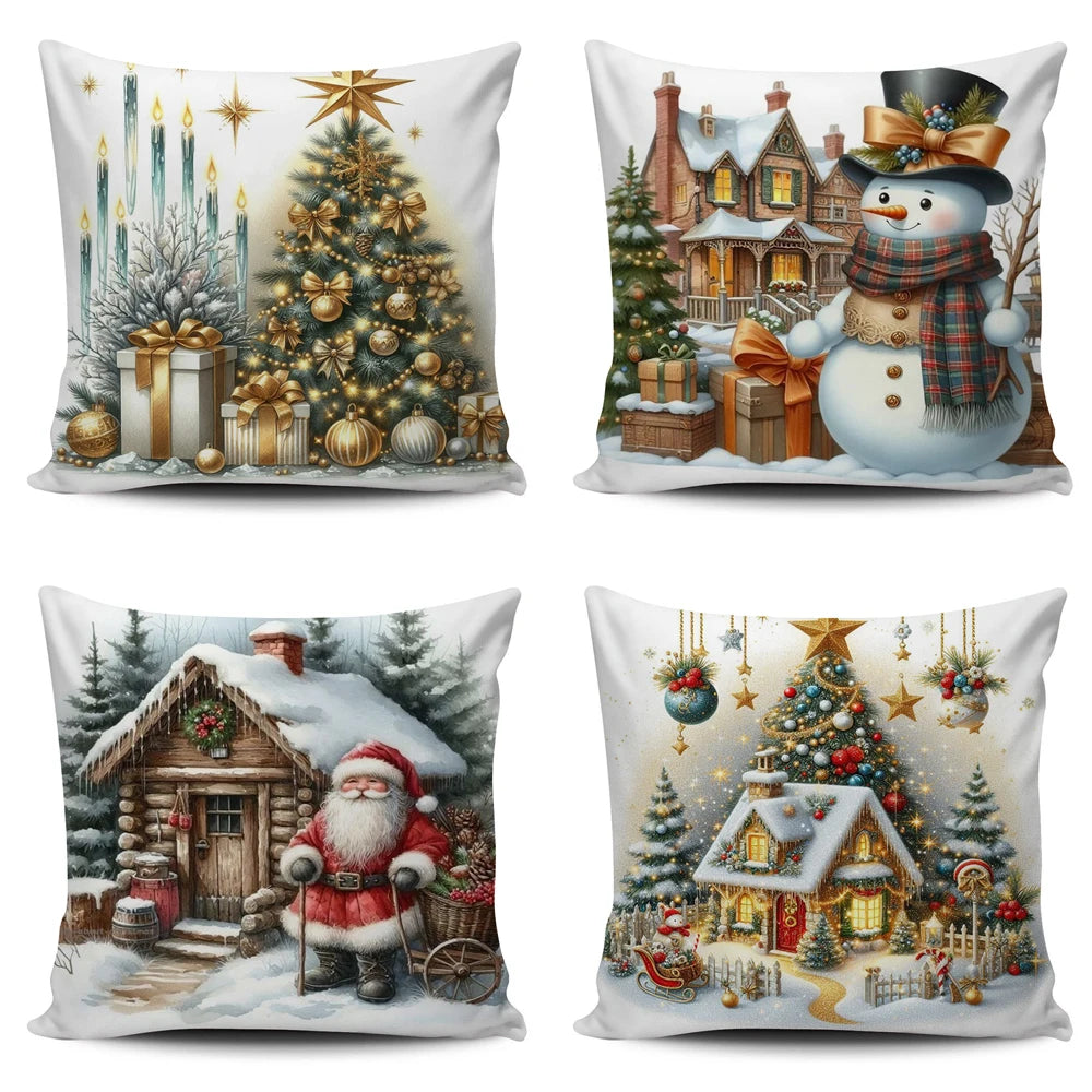 Super Soft Personalized Christmas Tree Cushion Cover Home Decorative Pillowcase with Sublimation Printing