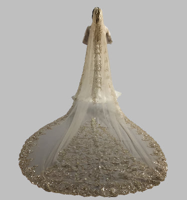 Luxury Cathedral Bridal Veils Sequins 3M 4M 5M Appliques Lace Edge