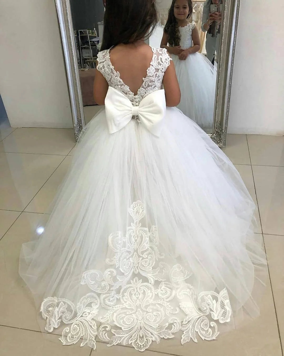 Lace Tulle Princess Flower Girl Dress