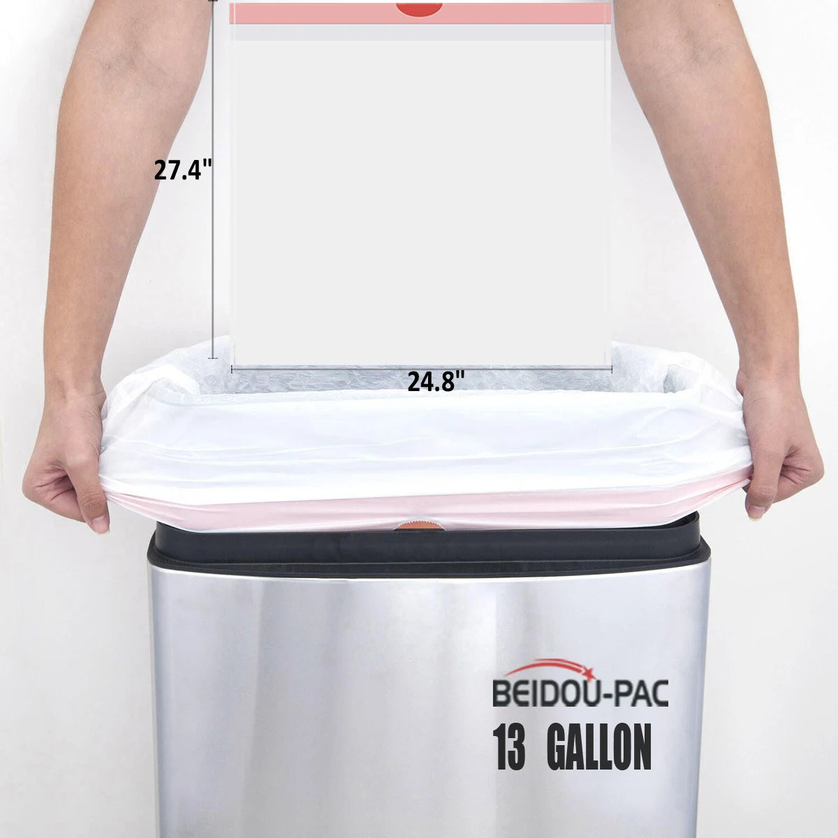 BEIDOU-PAC Tall Kitchen Drawstring Trash Bags 13 Gallon, 200 Count, Heavy Duty White & Unscented Can Liners