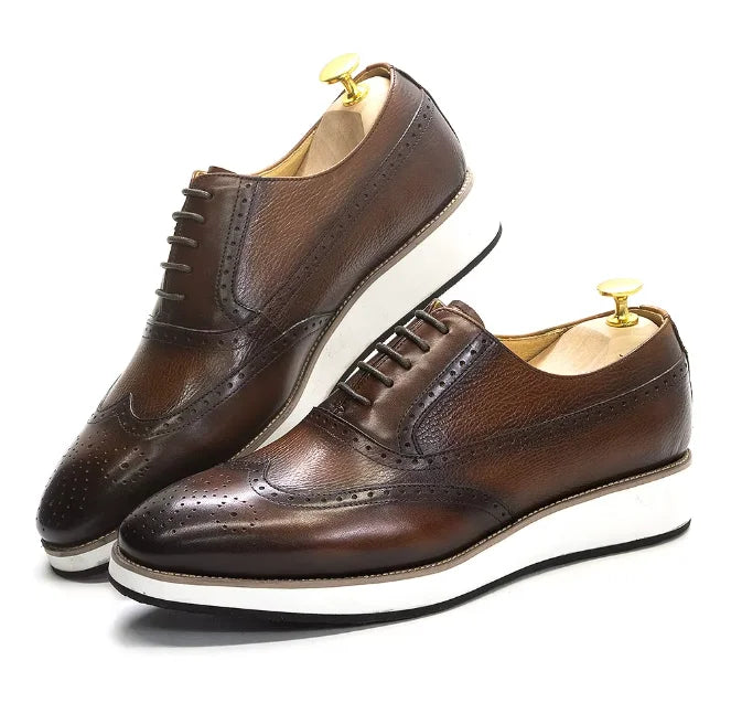 Real Leather Handmade Men's Shoes Dress Casual Spring Lace up Sports