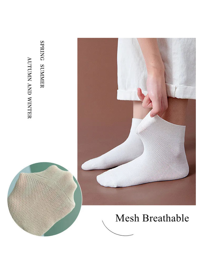 Cotton Breathable Solid Color Woman Summer Thin Socks