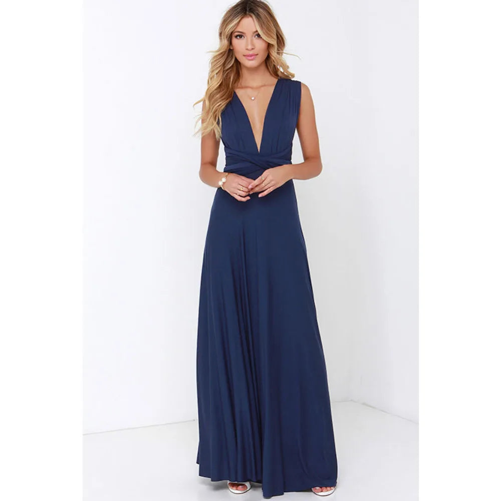 Women Sexy Multiway Wrap Convertible Boho Maxi Bandage Long Dress Party Bridesmaid Infinity Robe