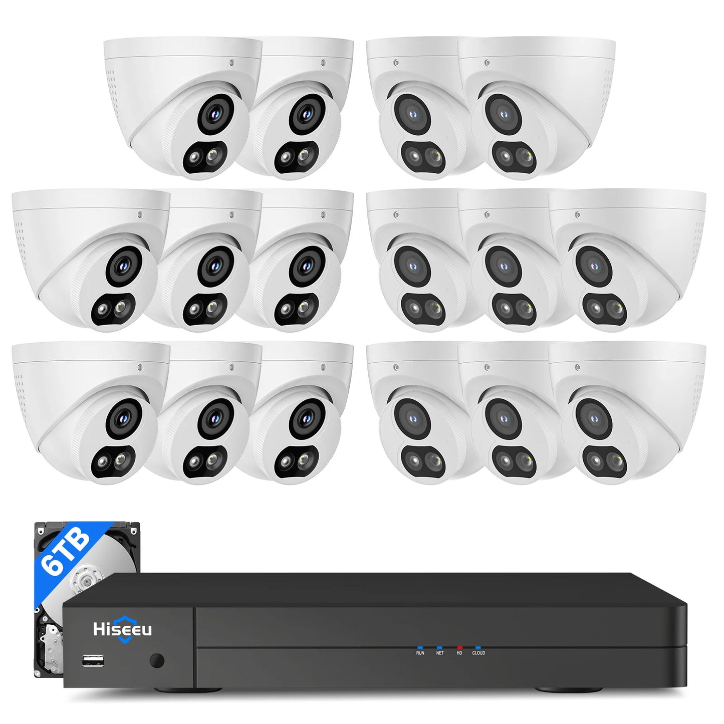 Hiseeu 4K 16-Channel POE NVR Security Camera System 8MP Surveillance Camera Kit with Color Night Vision