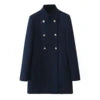 Autumn and Winter Gold Button Double-breasted Stand-up Collar Long-sleeved Coat Jacket