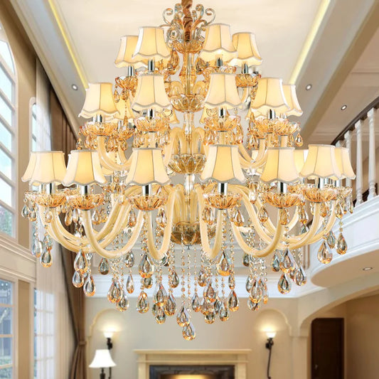 Large Crystal Luxury Chandelier Lighting 15/18/24/34 100% K9